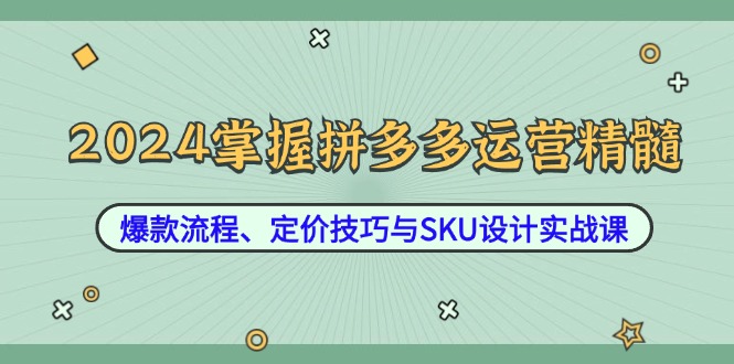 2024掌握拼多多运营精髓:爆款流程、定价技巧与SKU设计实战课