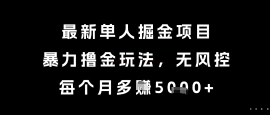 最新单人掘金项目,暴力撸金玩法,无风控,每个月多挣5k+
