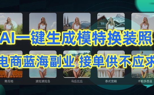 AI制作一键生成模特换装照，电商蓝海副业，接单供不应求