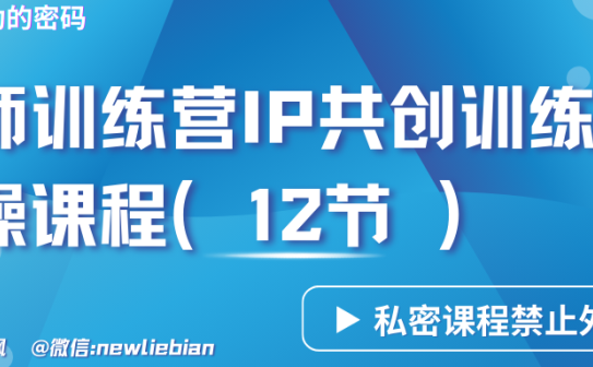 导师训练营3.0IP共创训练营私密实操课程-卖项目的密码成功秘诀