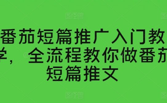 番茄短篇推广入门教学，全流程教你做番茄短篇推文