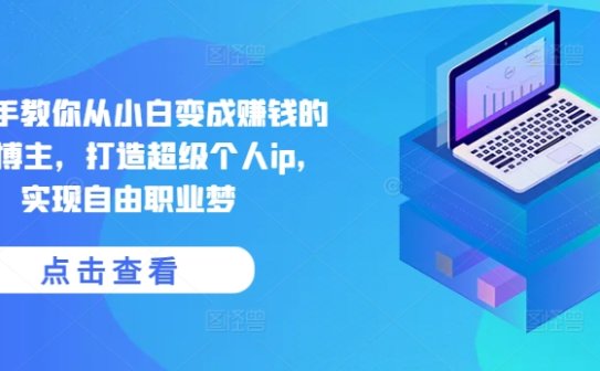 手把手教你从小白变成赚钱的创业博主，打造超级个人ip，实现自由职业梦