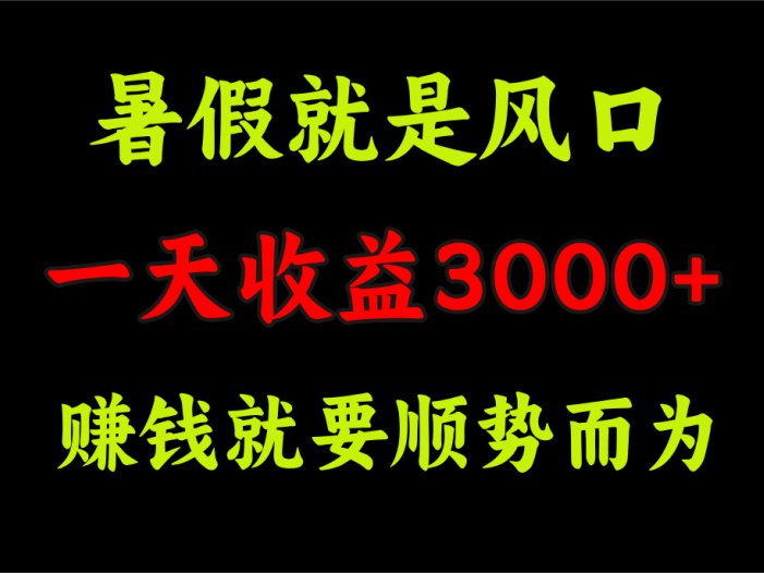 一天收益3000+ 赚钱就是顺势而为，暑假就是风口