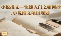 小说推文—快速入门之如何抄 ，小说推文项目规划