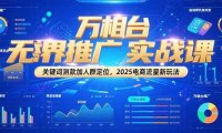 万相台无界推广实战课，关键词测款加人群定位，2025电商流量新玩法
