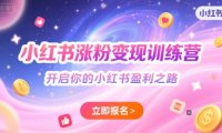小红书涨粉变现训练营，开启你的小红书盈利之路