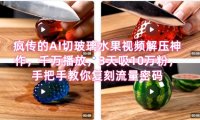 席卷全网！疯传的AI切玻璃水果视频解压神作，千万播放，3天吸10万粉，手把手教你复刻流量密码